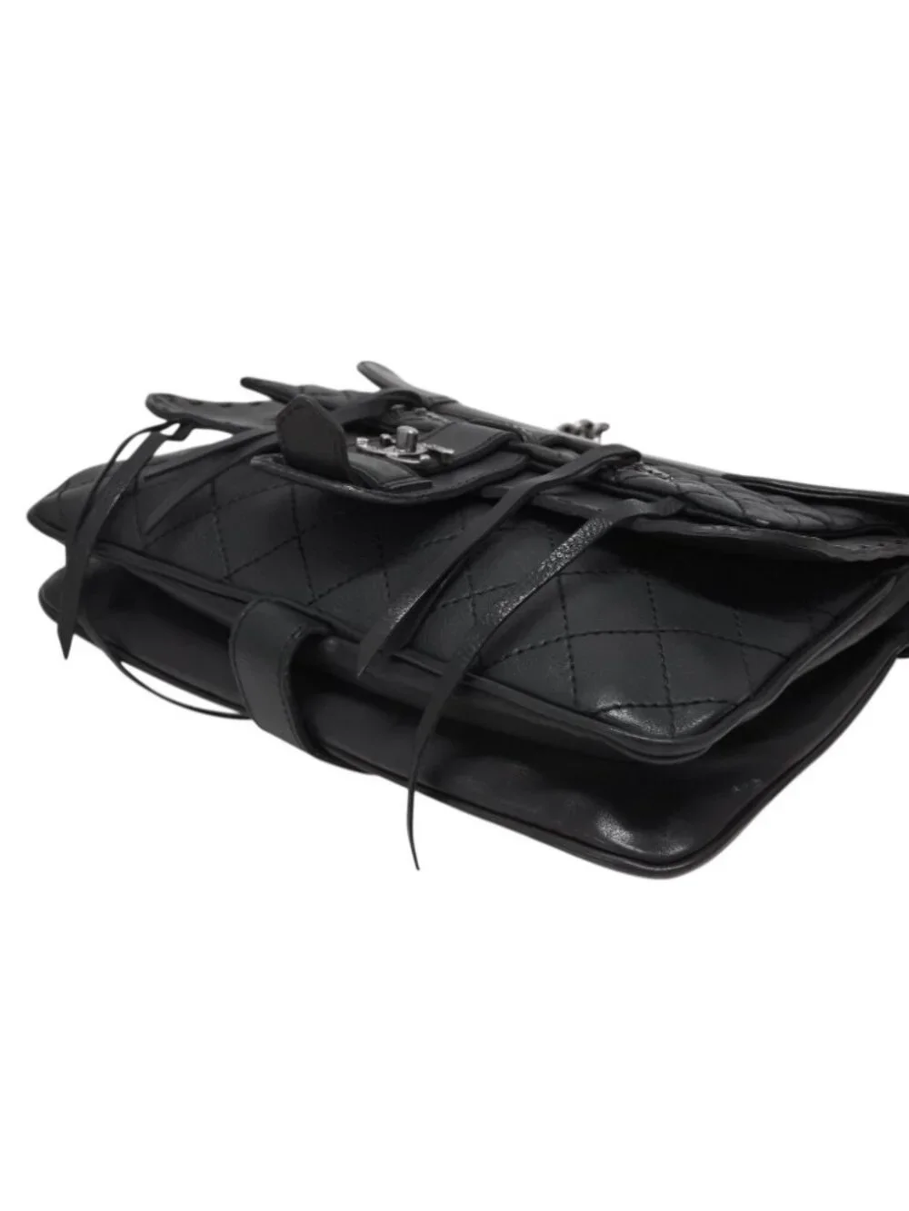 Chanel Paris Dallas Fringe Flap Saddle Bag Quilted Calfskin Black